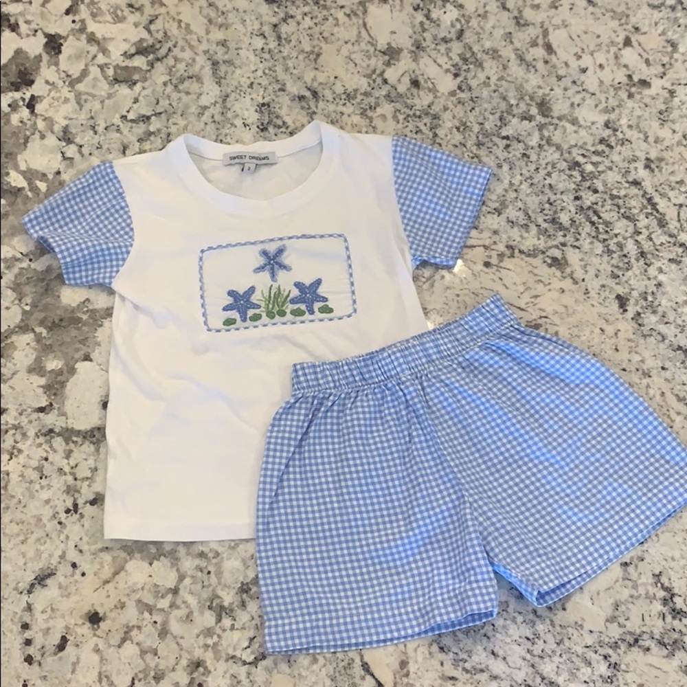Hand embroidered starfish shirt with shorts